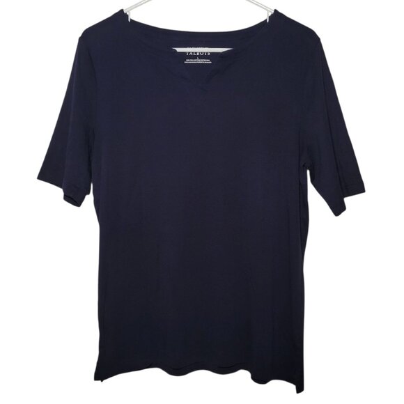 Talbots Pima Cotton Short Sleeve Tee Women's Indigo Blue Size Large - Picture 10 of 10